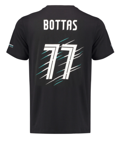 Men's Valtteri Bottas 77 T-Shirt Black Mercedes-AMG Petronas Motorsport